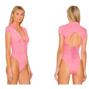 HAH x Revolve Had Me At‎ Hello Bodysuit Medium Open Back in Rose Quartz Pink